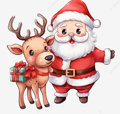 Santa Claus And Reindeer Celebration Free PNG and Clipart