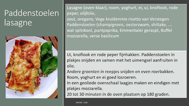 Receptfiche paddenstoelen lasagne