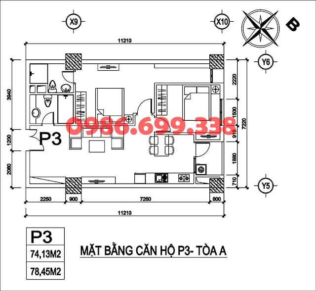 Căn 03 tòa A chung cư AZ Sky Định Công