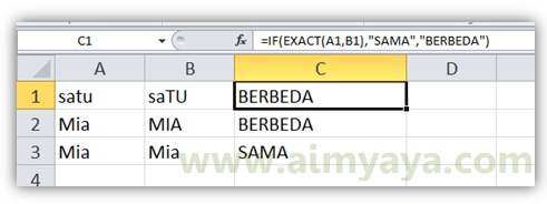  di microsoft excel untuk menentukan sebuah nilai menurut kondisi yang ada pada sel refer Cara Membedakan Dua Kata Yang Mirip/Sama di Ms Excel