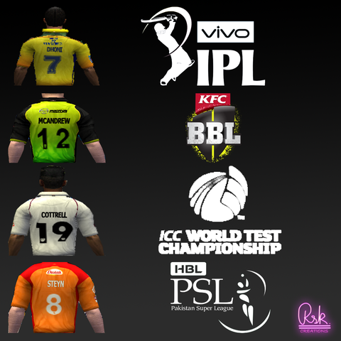 IPL BBL PSL ICC World Test Championship Jersey Number for EA Cricket 07