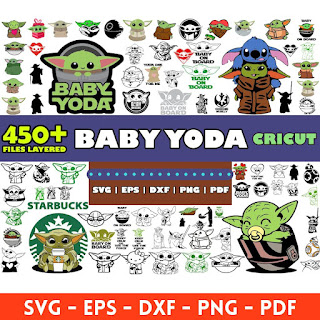 Baby Yoda Cartoon Movie mega big bundle svg png clipart vector Cricut Cut Files Silhouette