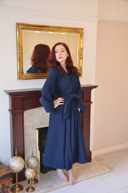 Named Clothing Lahja unisex dressing gown bath robe sewing pattern minerva makers navy towelling fabric fashion sewing blog sewing tips and tutorial