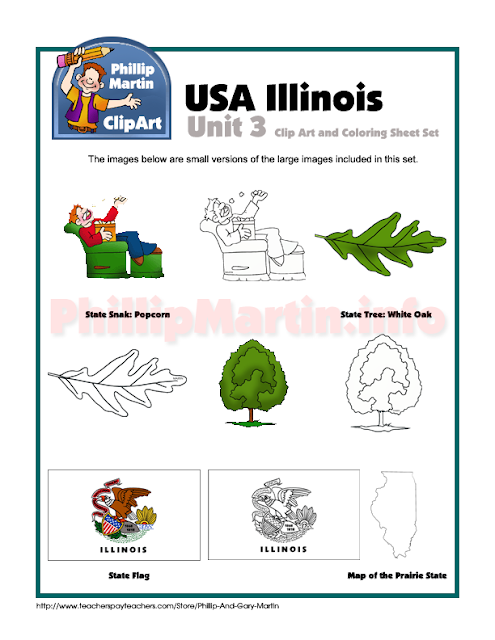 Clip Art, Illinois, coloring sheet 