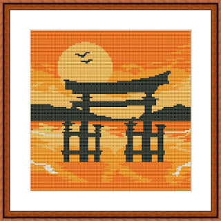 Japanese landscape cross stitch pattern - Tango Stitch