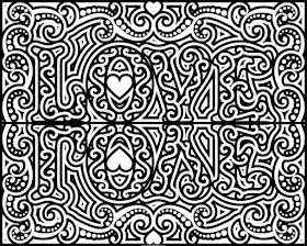 Printable mirrored love coloring page in jpg and transparent png format.