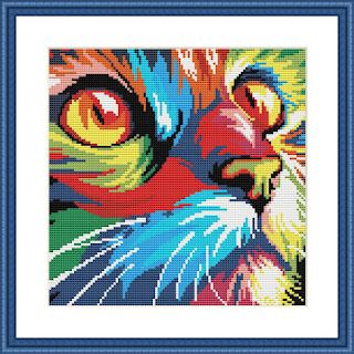 Rainbow cat cross stitch pattern - Tango Stitch