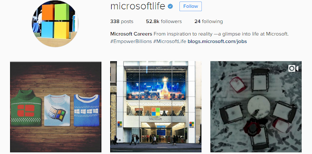 Microsoft social media recruiting instagram