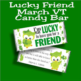 Let your Ministering sisters know how lucky you are to have them in your life with this fun St Patricks Day candy bar printable. With the saying "I'm lucky to have you for a friend" on the front and a beautiful saying about friends on the back, this is the perfect card and gift for any of your friends this March. #stpatricksday #visitingteaching #lds #candybarwrapper #diypartymomblog