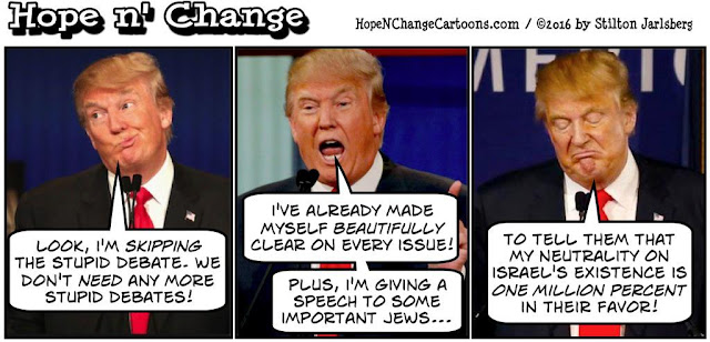 obama, obama jokes, political, humor, cartoon, conservative, hope n' change, hope and change, stilton jarlsberg, trump, debate, israel