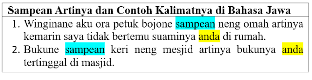 Sampean artinya dan contoh kalimatnya di bahasa Jawa