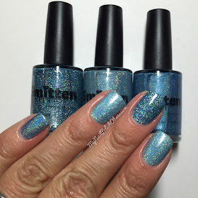 Smitten Polish Christmas In Stars Hollow; blue comparison - I Smell Snow, Jack Frost, A Bouquet of Warblers