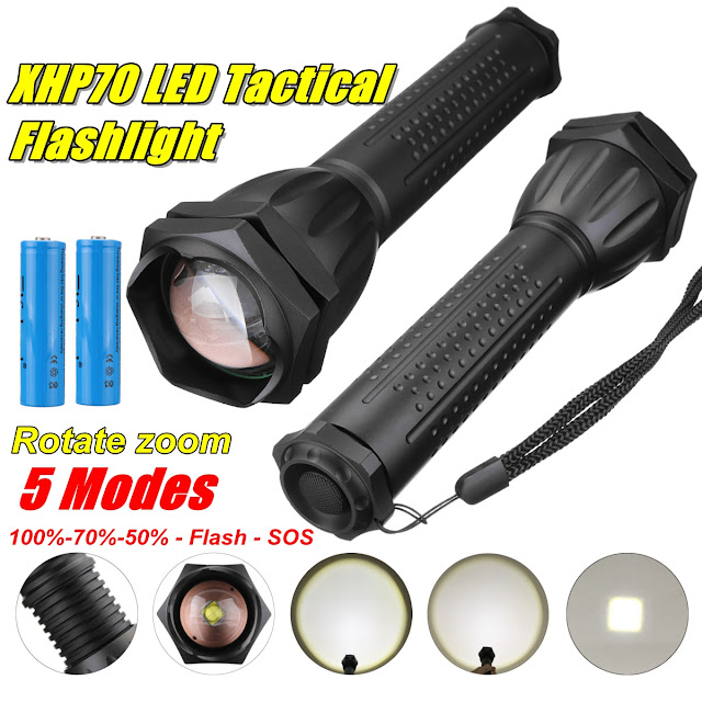 XANES 1293 Suit Zoomable USB Rechargeable LED Flashlight With 2x 18650 SUB Cable Flashligt Suit XHP50 Highlight Telescopic Torch 