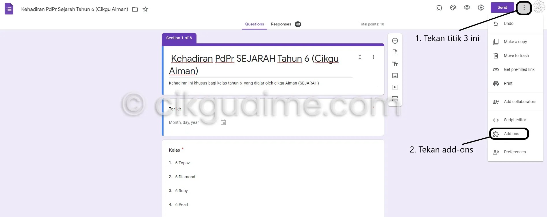 Cara Letakkan Masa Pada Google Form Cikgu Aime