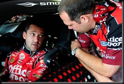 2010 Pocono Aug NSCS practice Tony Stewart Darian Grubb garage