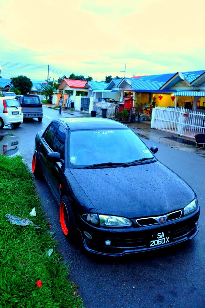 Proton Wira with DIY Hellaflush rim