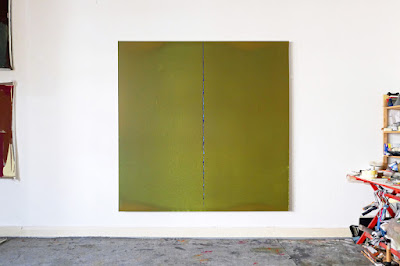 Michel Carmantrand, Extent gauge, 184x184cm (72x72"), diluted lacquer paint and oil on canvas, 2021.