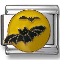 Bats on Moon Enamel Italian Charm