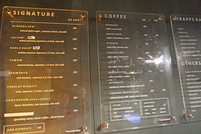 Daftar menu dan harga di  Le Travail Coffee Jogja