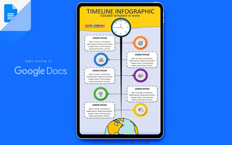 Vertical Timeline Infographic Template with Icons