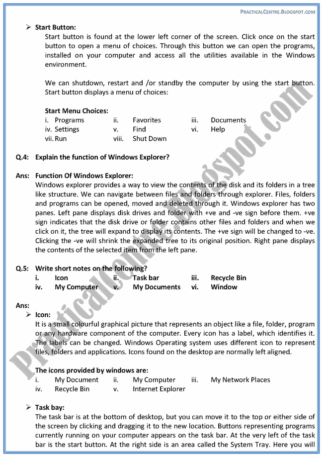 introduction-to-windows-operating-system-descriptive-questions-answers-computer-9th