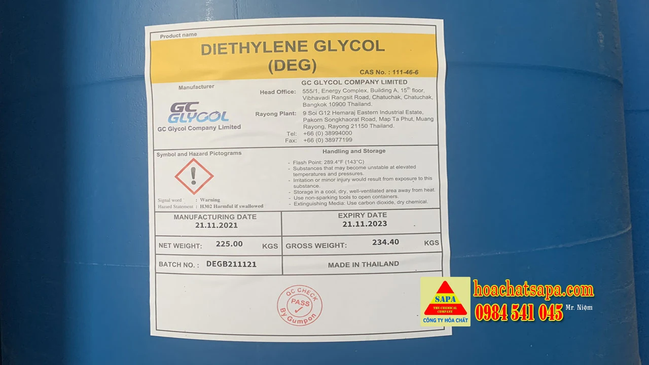 Dung môi Diethylene Glycol (DEG Thailand)