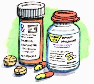 drawing of pill bottles