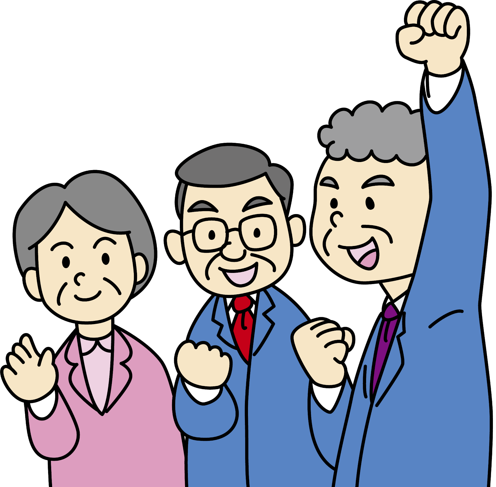 日々のイラスト 張り切るお年寄り3人組のイラスト 日々のイラスト 張り切るお年寄り3人組のイラスト