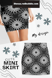 White symmetric pattern Mini Skirt.