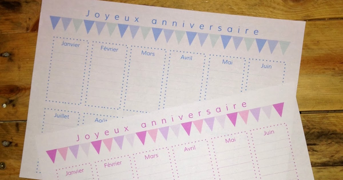Gabulle In Wonderland Calendrier Des Anniversaires A Imprimer