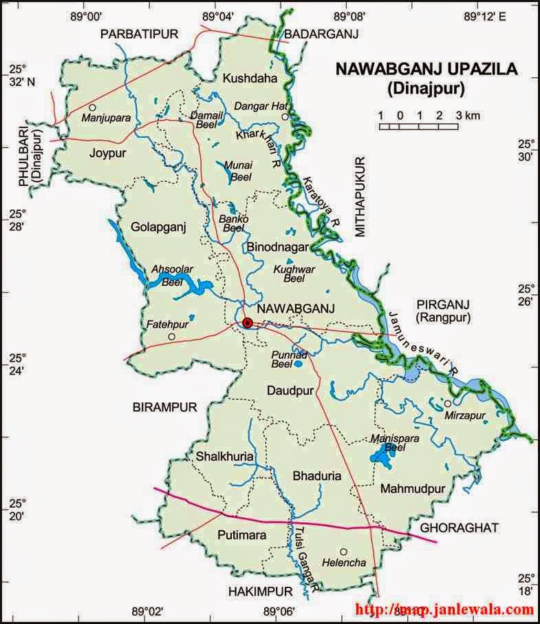 nawabganj (dinajpur) upazila map of bangladesh
