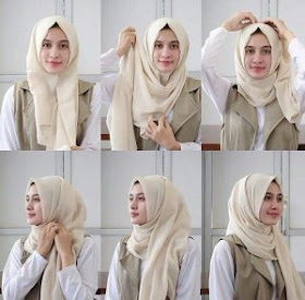 tutorial hijab segi empat simple style 3