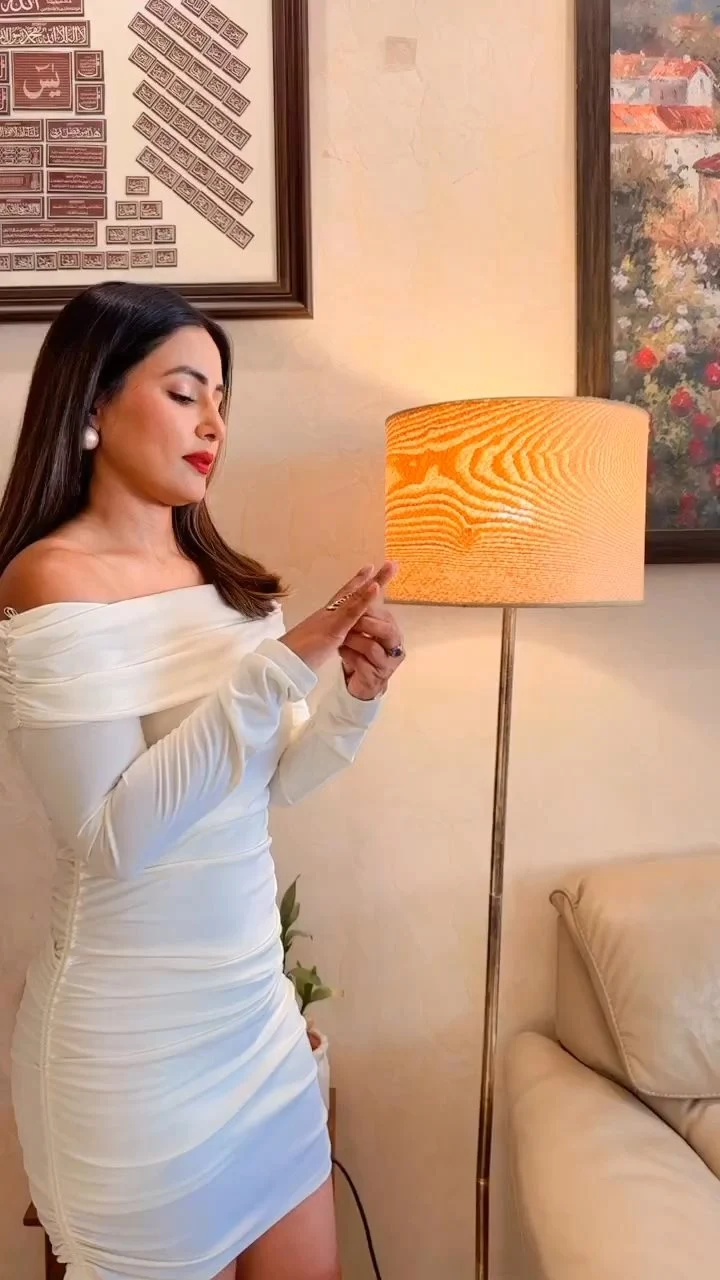 hina khan short tight white dress sexy curvy body tv actress