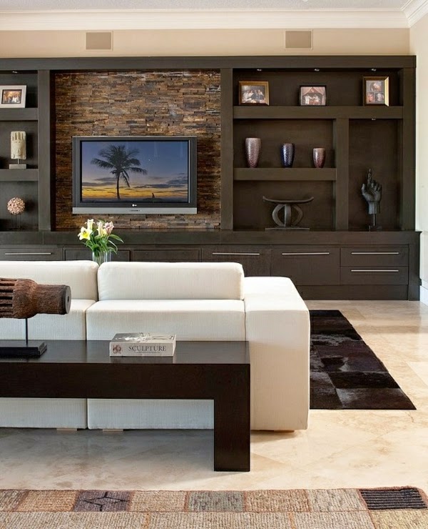 How to use modern TV wall units in living room wall decor ...