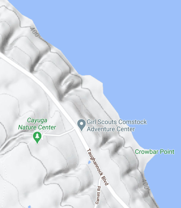 elevation map of Camps Comstock and Bailiwick