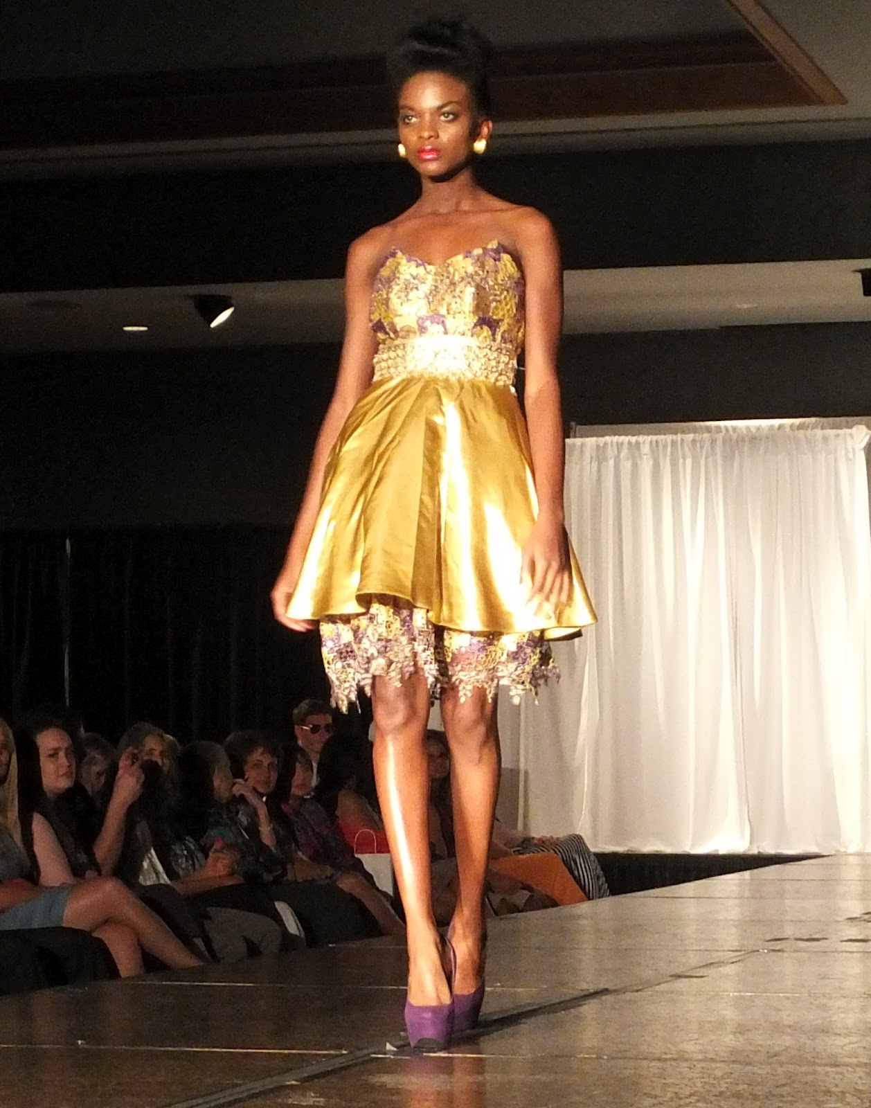 This gold dress with purple shoes was easily one of my favorites.