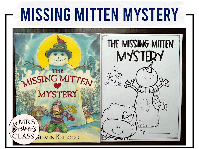 The Missing Mitten Mystery book activities unit with literacy printables, reading companion activities, and a craft for Kindergarten & First Grade