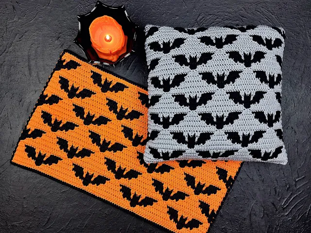 crochet batty mosaic blanket