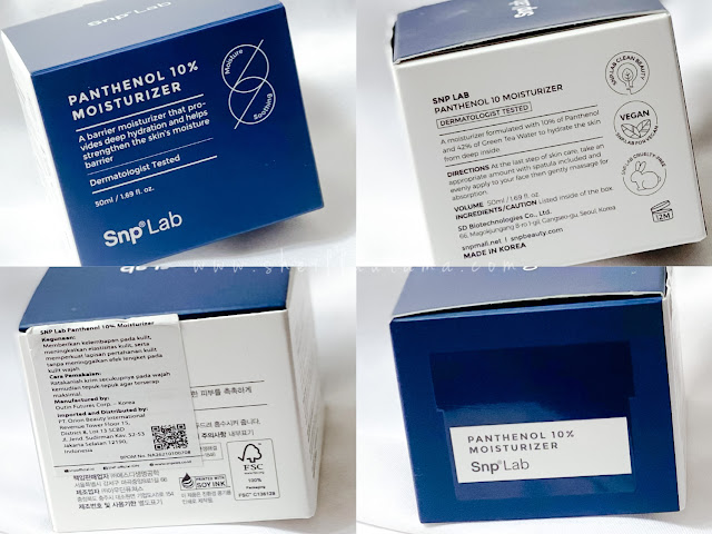 snp lab 10% panthenol moisturizer packaging