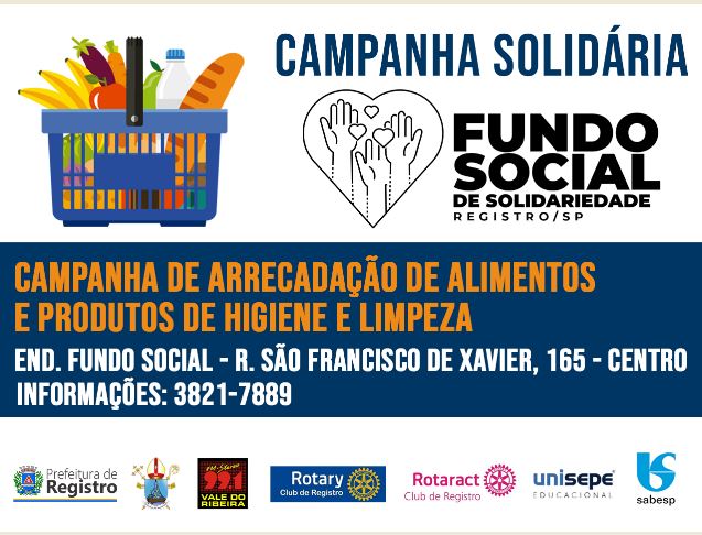 Fundo Social de Solidariedade promove campanha de arrecadação de alimentos e produtos de limpeza e higiene