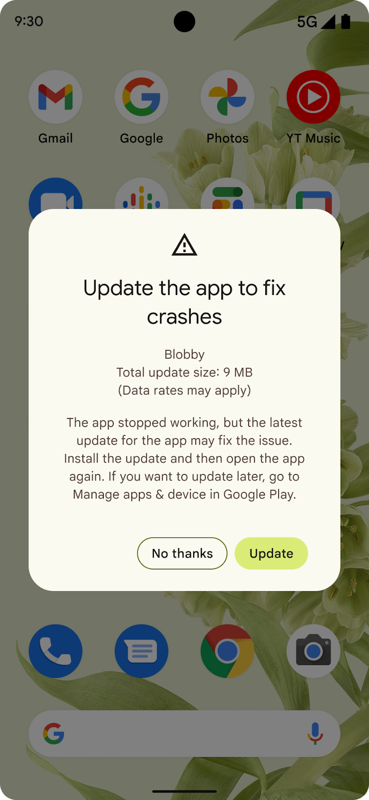 Update the app to fix crashes dialog