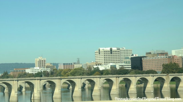 Harrisburg City Skyline and Susquehanna River Bridges