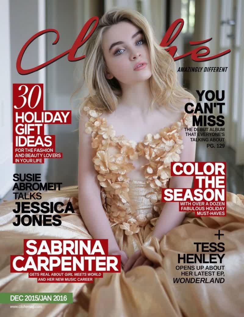 Sabrina Carpenter Cliché Magazine December 2015 January 2016 cover photos