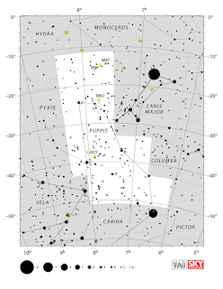 IAU: Карта на съзвездието Кормило | Puppis