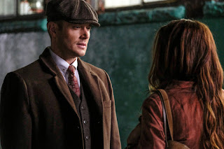 Jensen Ackles as Dean Winchester/Michael and Danneel Ackles as Anael in Supernatural 14x01 "Stranger in a Strange Land"