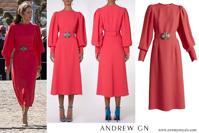 Crown Princess Mary wore Andrew Gn Pink Belted Midi Dress