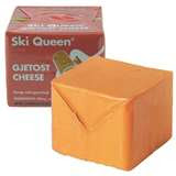 A photo of Gjetost cheese showing the Ekto and Ski Queen versions