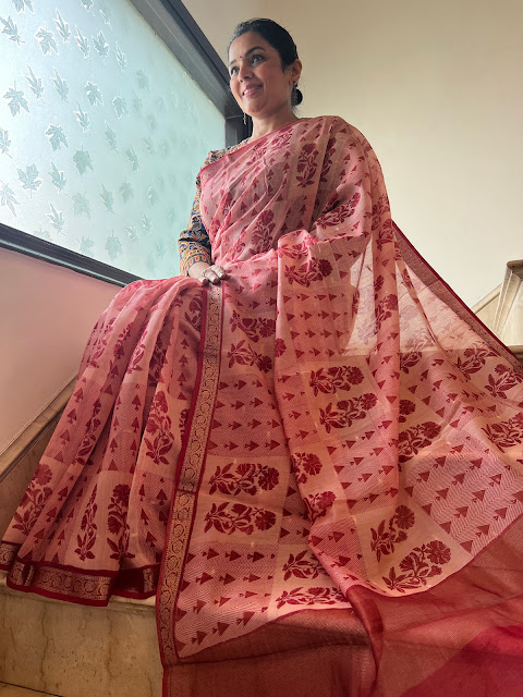 Graceful Simplicity: Embracing the Feminine Charm of the Pink Cotton Chanderi Saree