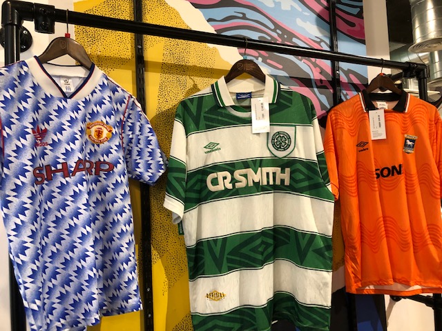 Celtic and Manchester United shirts.