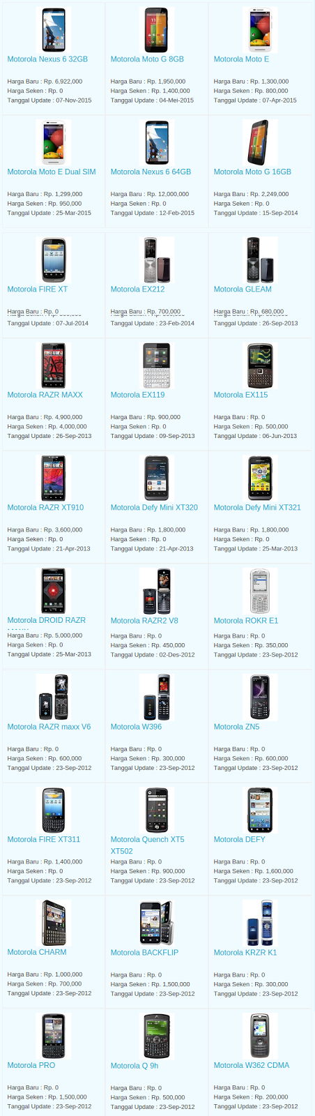 Daftar Harga Hp Motorola Desember 2015